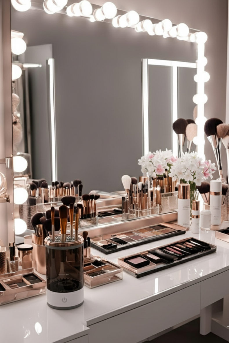 Automatic makeup brush cleaner